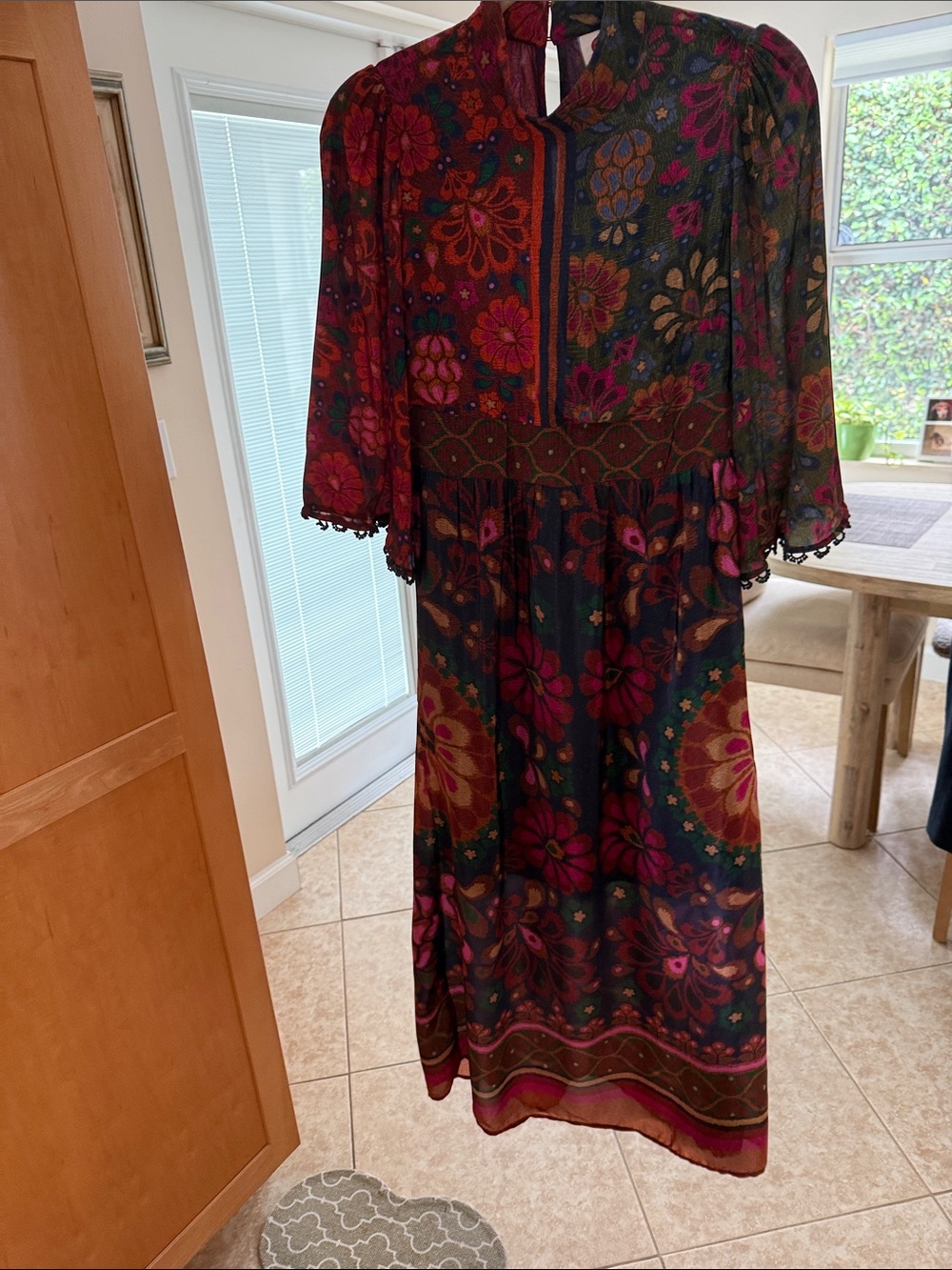 FARM Rio Multicolor Floral Maxi Dress with Pink and Green Accents